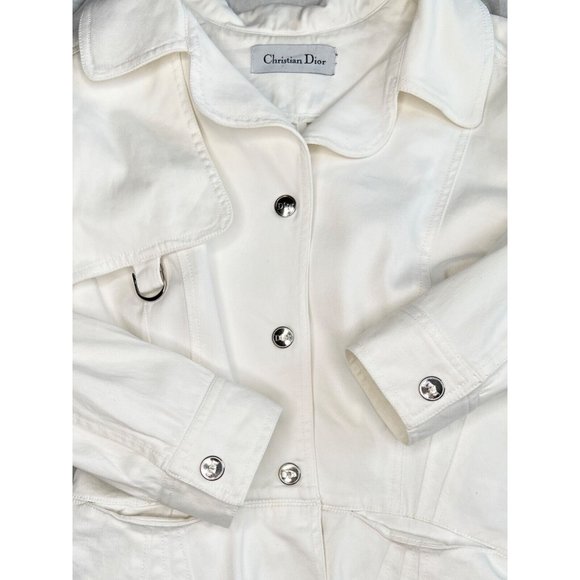 Vtg Christian Dior White Denim Jacket SIze S Classic Signature Waisted - Picture 16 of 16